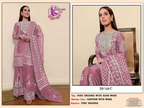 Dinsaa 149 Organza Pakistani Salwar Suits Collection 